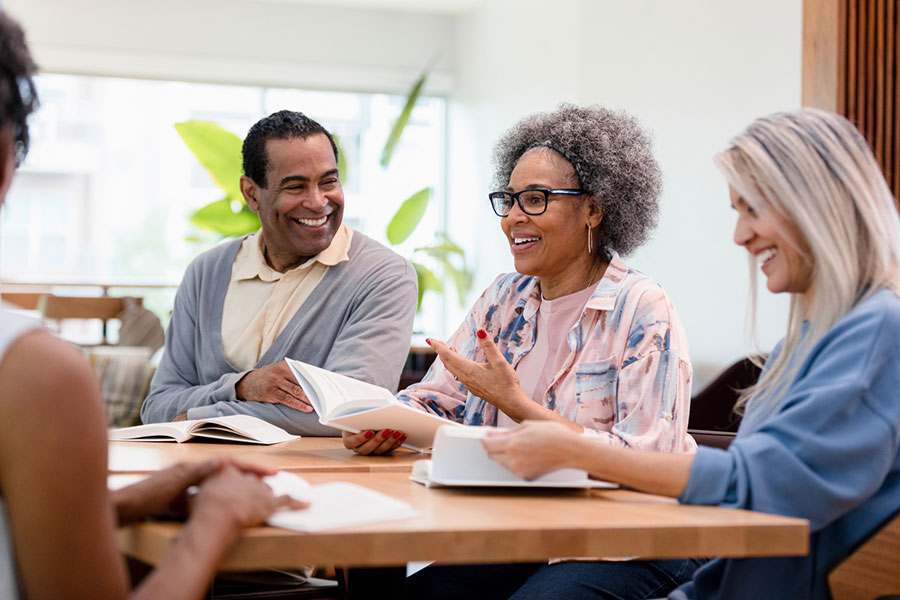 Woman Talking in Group